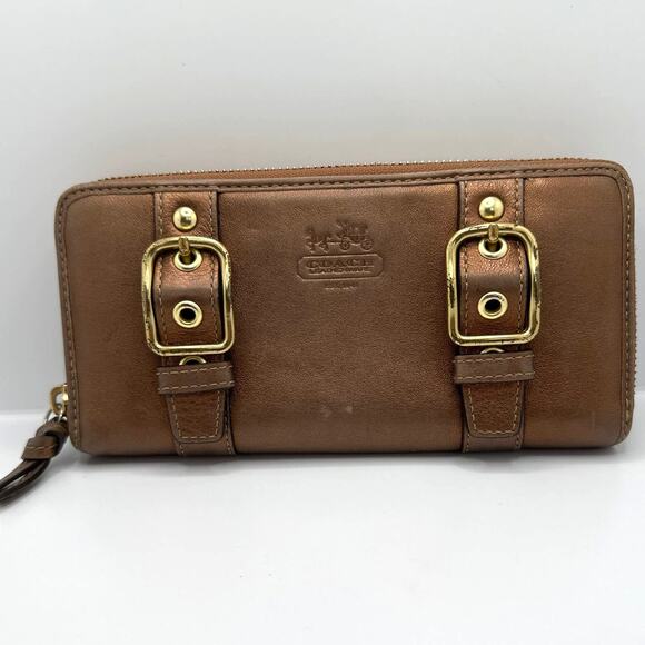 COACH Bronze Zip Around Buckle Wallet - Picture 10 of 10